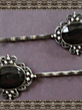 Vintage Theme Bobby Pin Design Hair Bow With Black Bead Classy Style